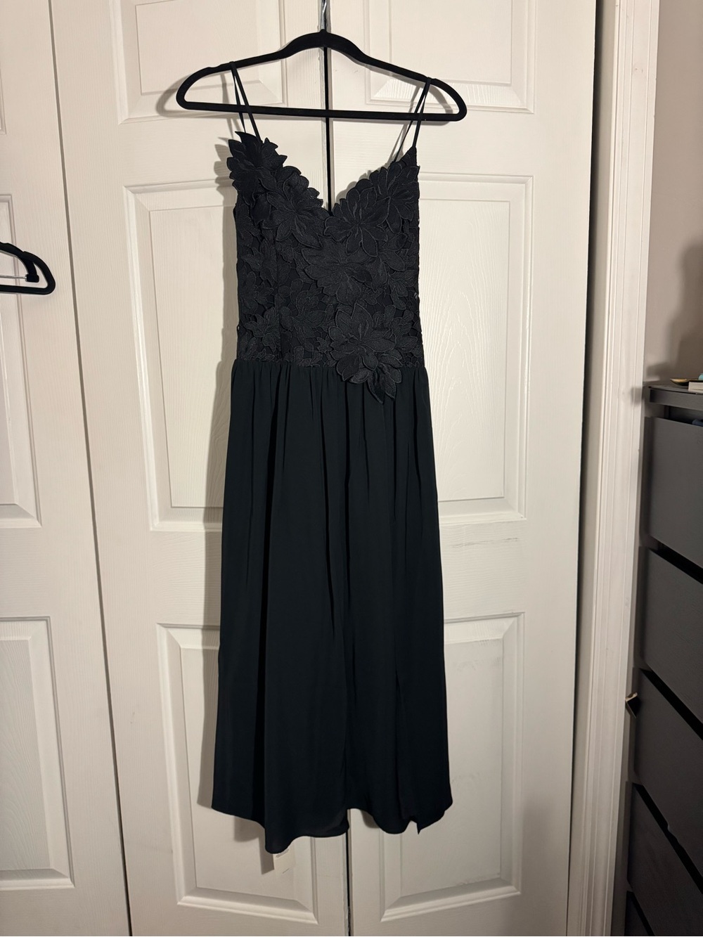 Abercrombie & Fitch Applique Lace Maxi Dress Black XS Petite